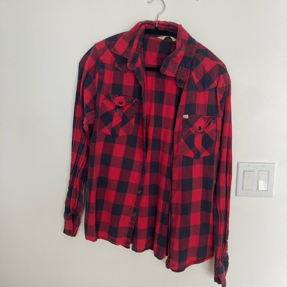 Salt Valley Western Slim cut plaid shirt with pearl snaps - Picture 1 of 6
